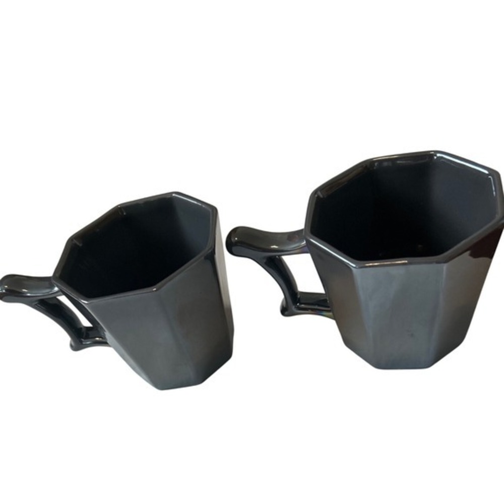 Starbucks iridescent dimensional gunmetal gray octagon coffee mugs 2013 Holiday